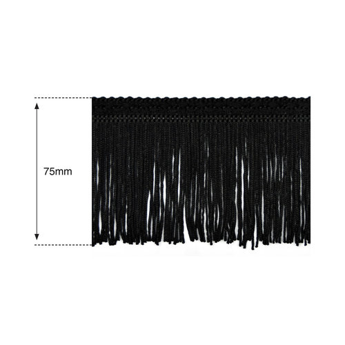 75mm Black Silk Fringe
