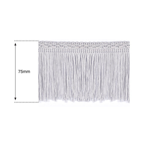 75mm Silver Silk Fringe