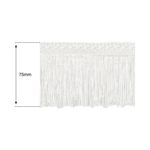75mm White Silk Fringe